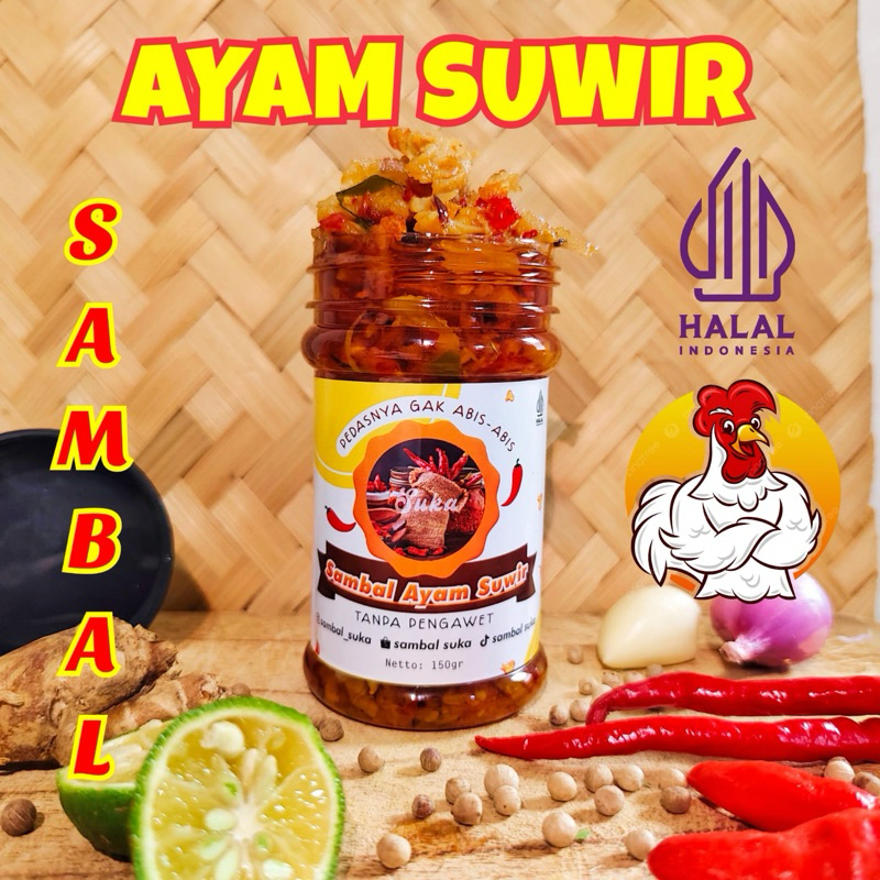 

Sambal Ayam Suwir pedas 150ML