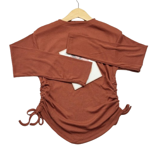 Valen Top Blouse Serut Rib Wanita