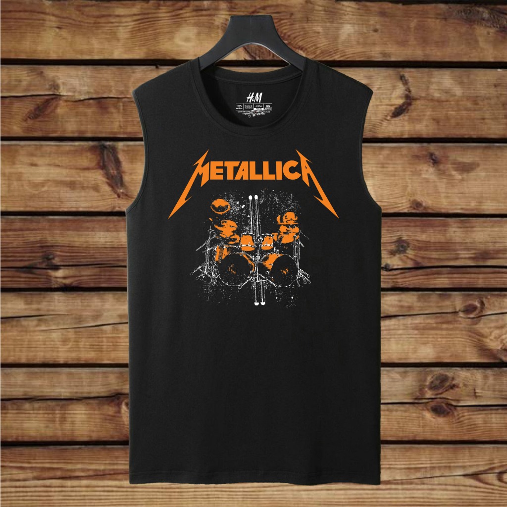 kaos distro SLEEVELESS tanpa lengan METALLICA kaos lekbong band musik rock alternatife metal punk da
