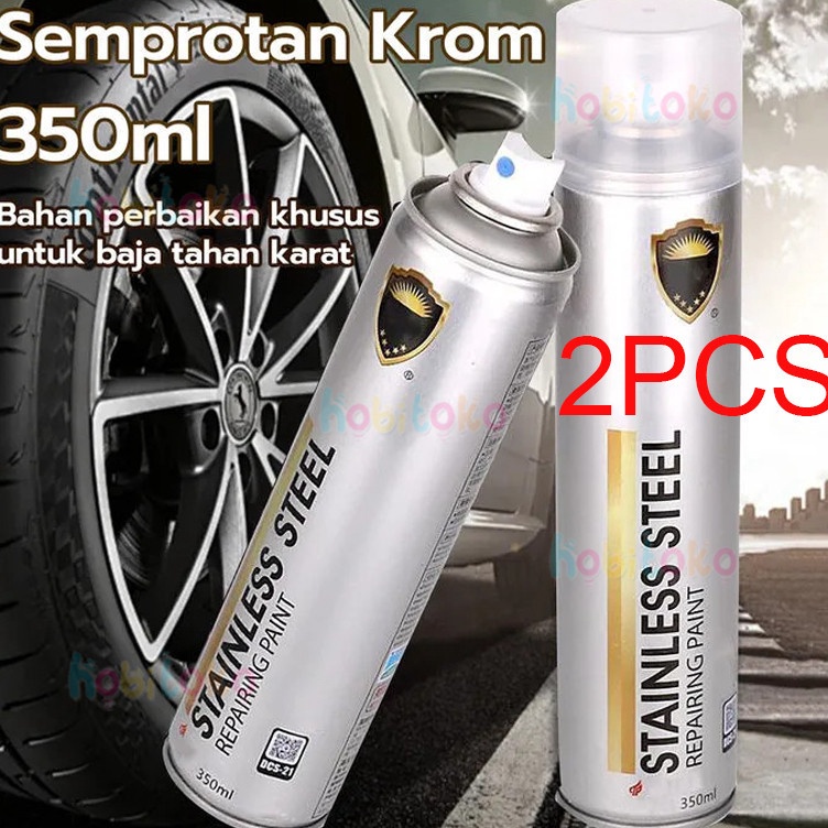 

2PCSCat Semprot Krom 35 ML Warna Krom Cat Logam Otomotif Krom Cat Semprot Krom Sapporo Baja Tahan Karat Krom KODE D5D4