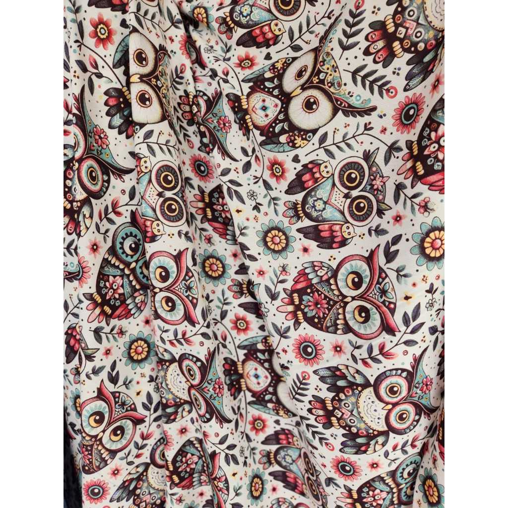 kain katun rayon viscose motif burung hantu terbaru best seller