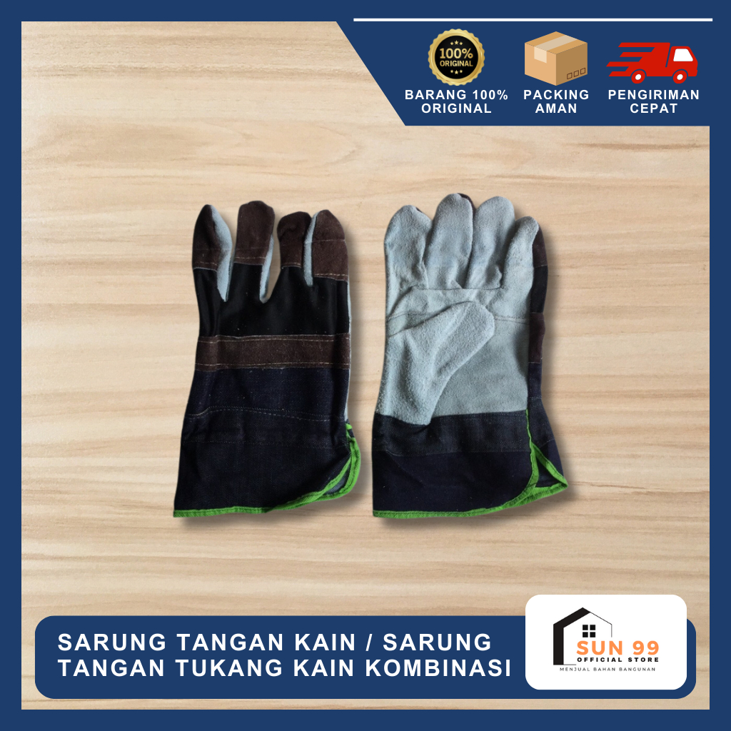 Sarung Tangan Kain / Sarung Tangan Tukang Kain Kombinasi