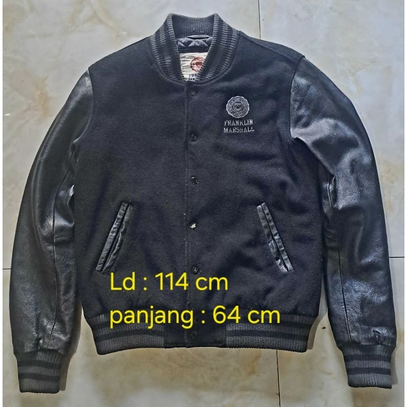 Jaket varsity langan kulit sapi asli dari Franklin Marshall