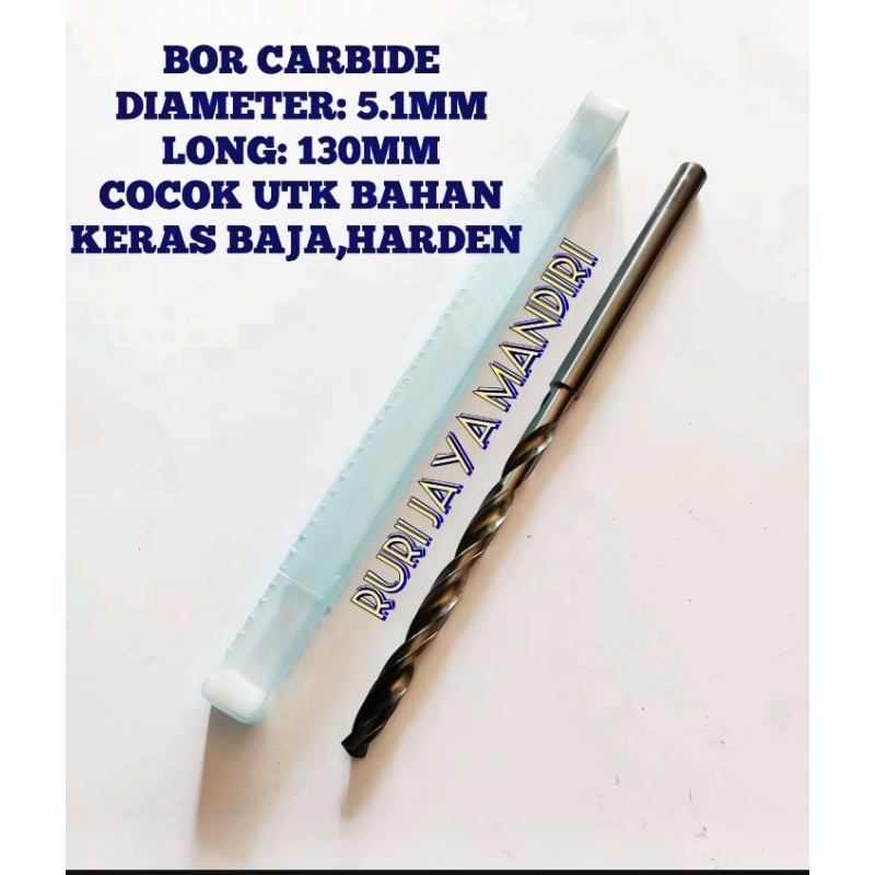 1pcs mata bor carbide long 5.1mm cocok buat bahan keras baja and Harden mata bor baut 10 bukan nachi