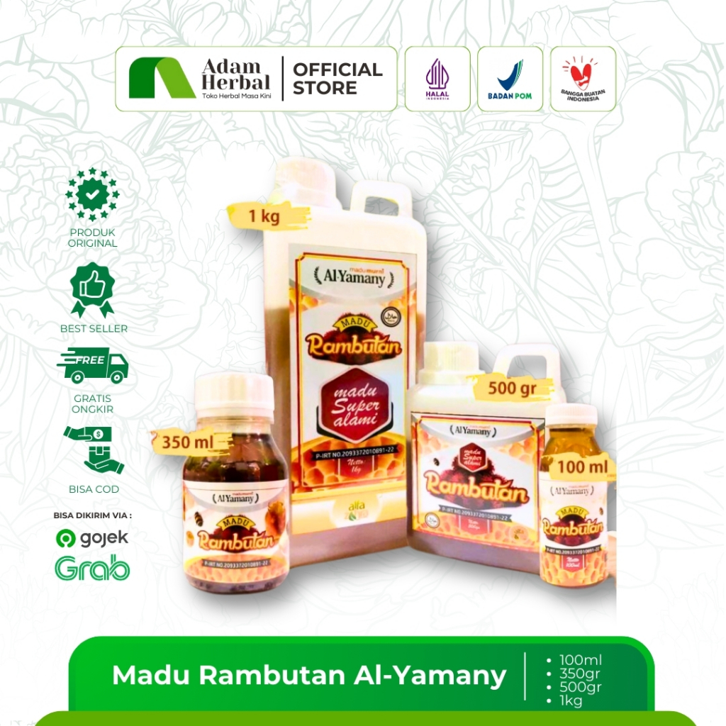 

Madu Rambutan Al-Yamany Jerigen dan Botol | Ukuran 100ml 350gr 500gr 1kg