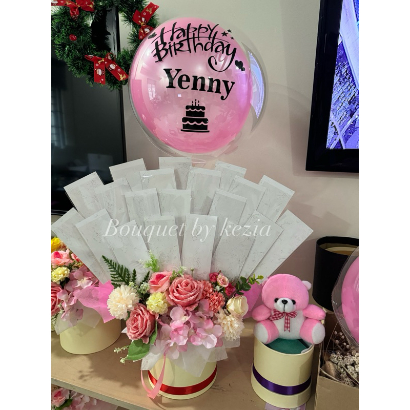 (Ready stok) bloombox Kerangka balon buket uang (belum termasuk uang) 10 -20 lembar uang bucket ball