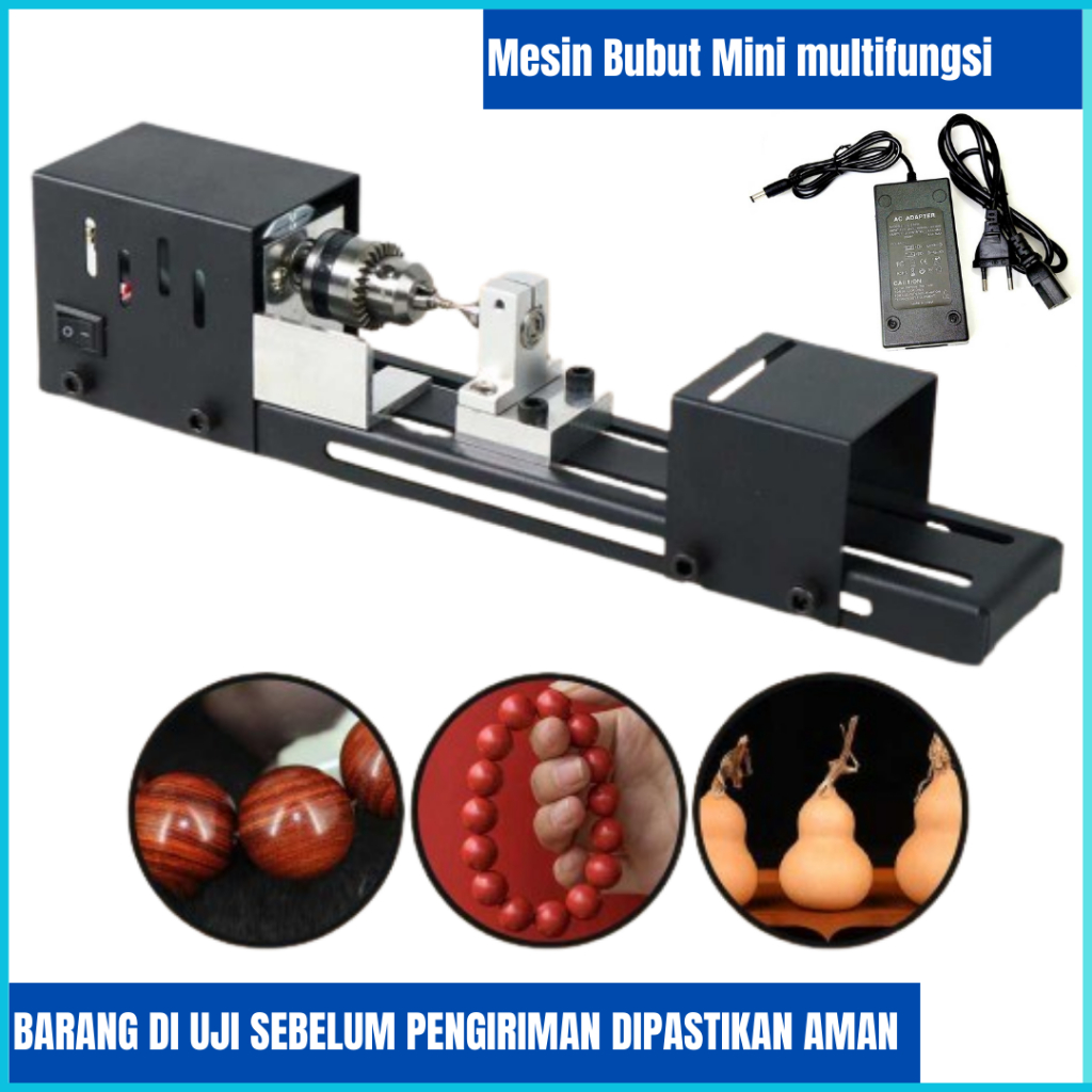 COD Cepat Mesin Bubut Kayu Mini Perhiasan gelang kayu Multifungsi Lathe Wood Metalworking DIY 80W / 