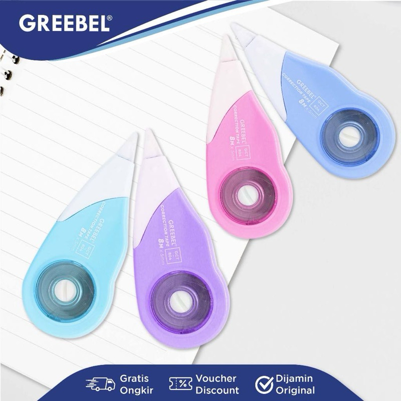 

GREEBEL Correction Tape GCT-804 Pastel Lucu / Tip-ex Kertas Roll, Tipe X Kertas pulpen, Pita Koreksi, Tip X