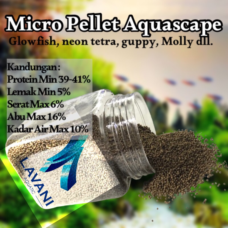 Micro pelet untuk Glofish, Danio, guppy dan Molly 100gr