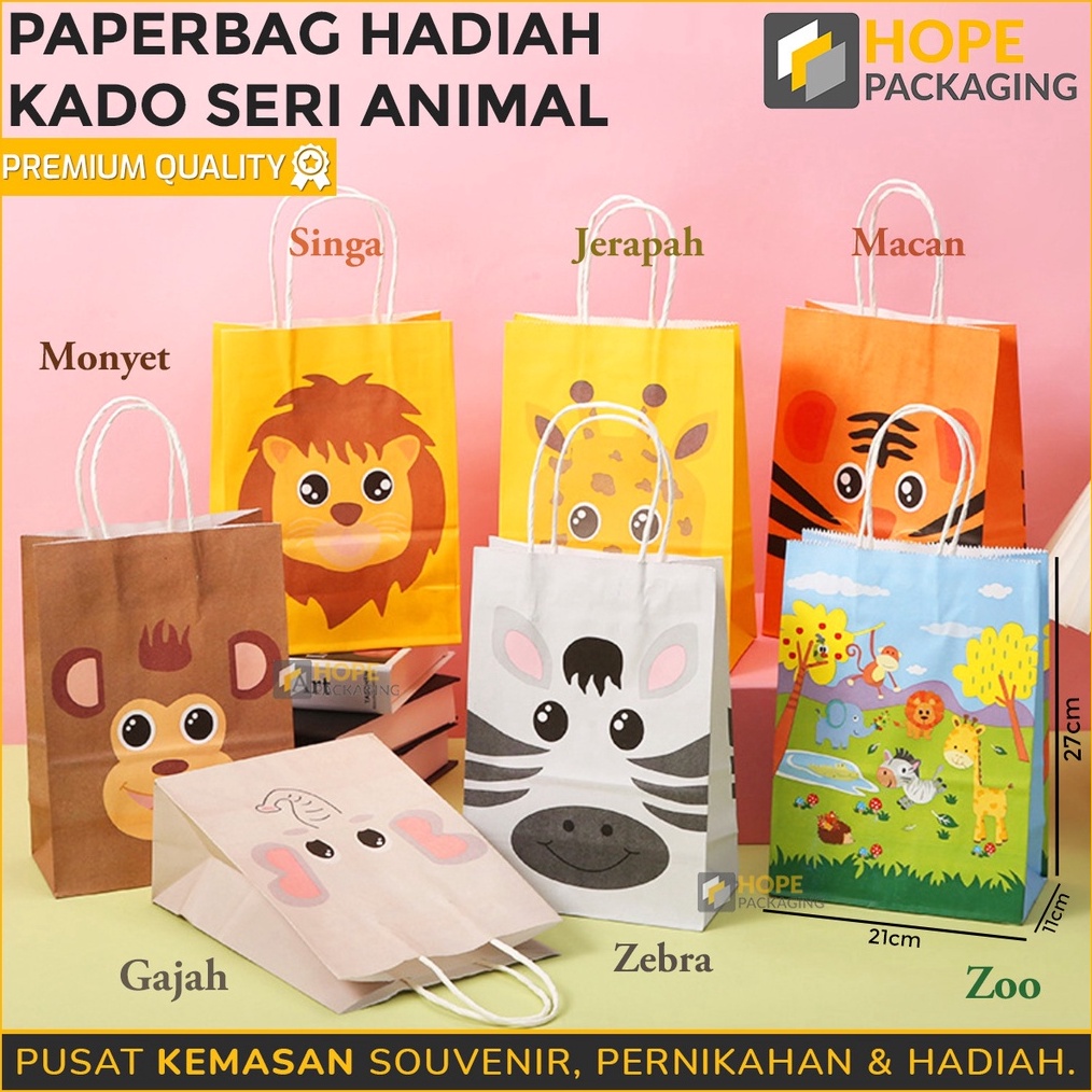 

PROMO Harga 3 Pcs Paper Bag Kertas Ulang Tahun Motif Animal Gift Bag Goodie Bag Souvenir Ultah Tas Hadiah Tas Jinjing Hampers Snack Tas Kado Goodie Bag Animal PaperBag Ultah Anak