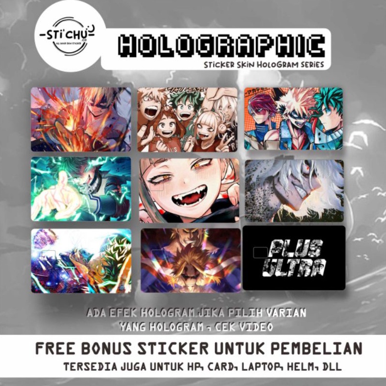 

IMPOR TERBARU Stiker Kartu Atm Skin Card Hologram MY HERO ACADEMIA Flazz emoney