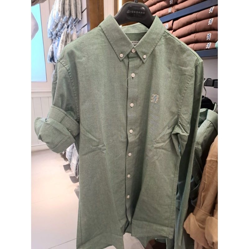 GIORDANO KEMEJA LENGAN PANJANG GREEN(Original)100%