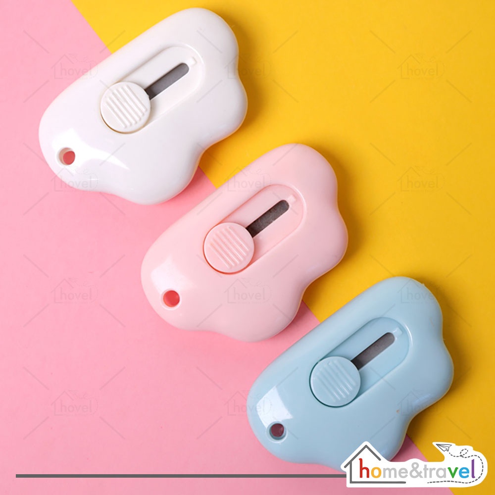 

TREND PRODUCT HOVELSHOP Cutter Mini Silet Kecil Pisau Pembuka Paket Pemotong Kertas Lucu Portable Bentuk Awan Warna Warni