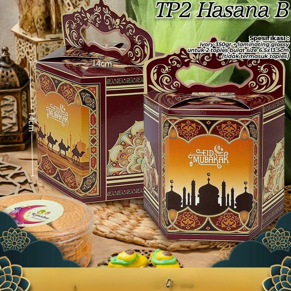 

KUALITAS TERJAMIN Box Toples Kue Lebaran Muat 2 toples Dekorasi Hampers Lebaran