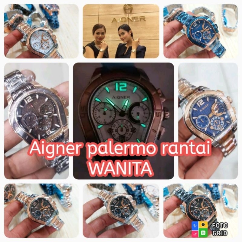 JAM TANGAN WANITA RANTAI AIGNER PALERMO STAINLES STEEL ORIGINAL