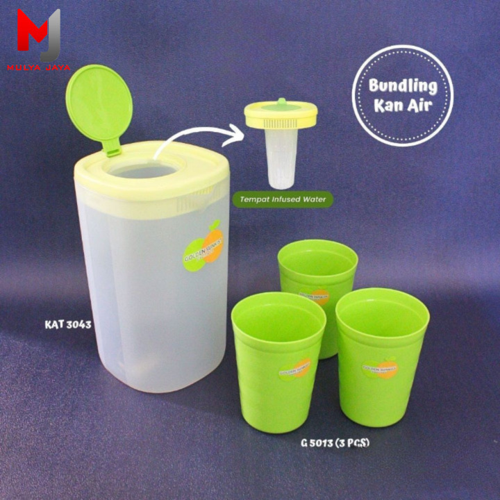 Golden Sunkist Teko Air Besar Plastik KAT 3043 & Gelas Minum Plastik Kecil Mulya Jaya
