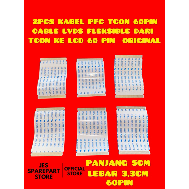 2PCS KABEL PFC TCON 60PIN  CABLE LVDS FLEKSIBLE DARI  TCON KE LCD 60 PIN  ORIGINAL