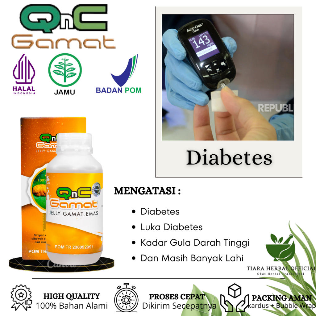 QnC Jelly Gamat - Obat Luka Diabetes, Pengering Luka Diabetes Basah, Luka Diabates Bernanah, Kencing