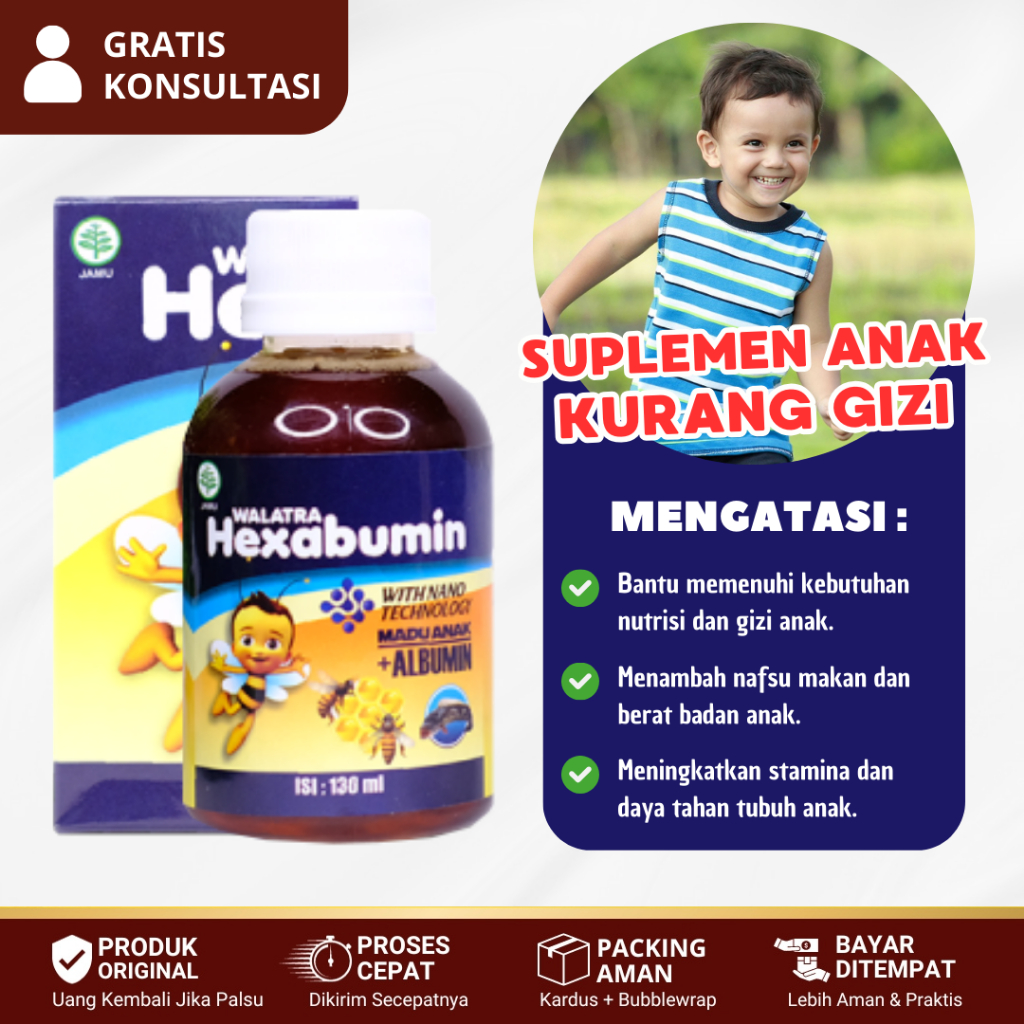 Obat Untuk Anak Gizi Buruk, Nutrisi Anak Kurus, Suplemen Untuk Anak Kurang Gizi - Walatra Hexabumin