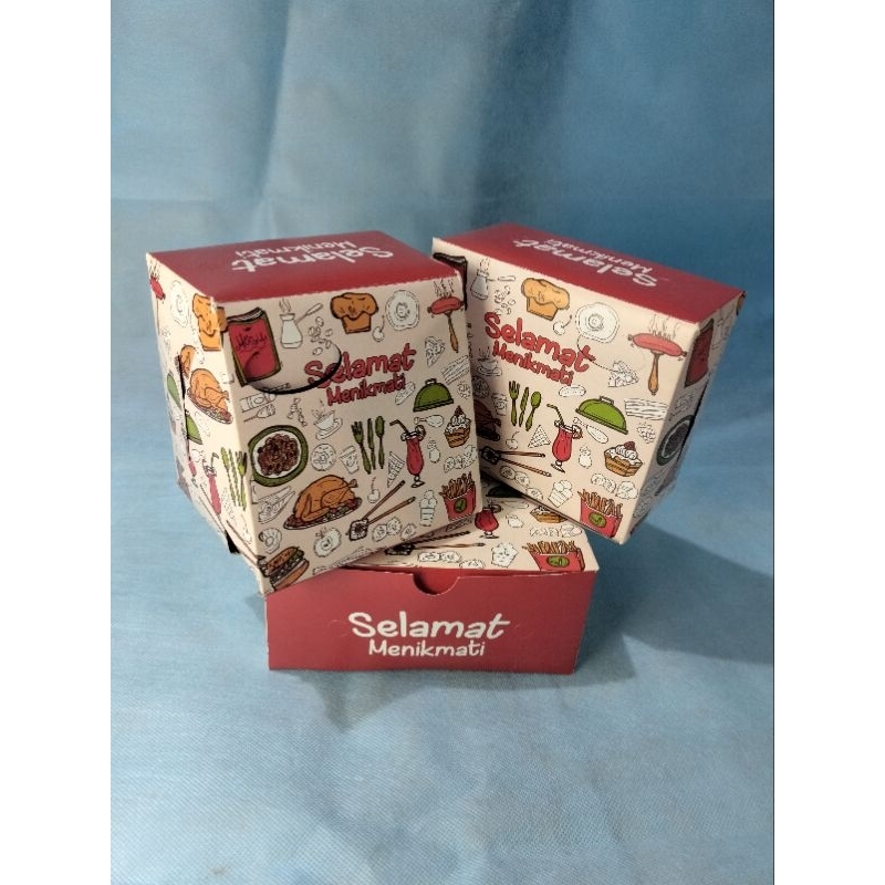 Isi 50 Pcs Dus Box Nasi Catering 20X20 Motif Kekinian Tebal 310 Gsm / Dus Nasi Kotak Tutup Sambung