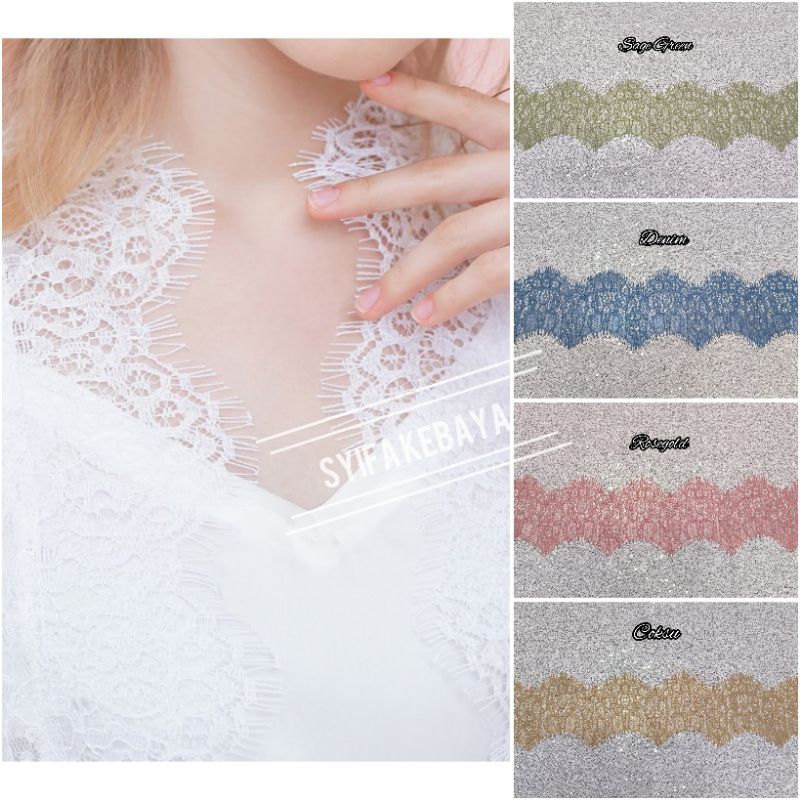 Renda Meteran / Kain Renda / Renda Brokat Brukat / Renda Pinggiran / Renda Bordir Meteran untuk Komb