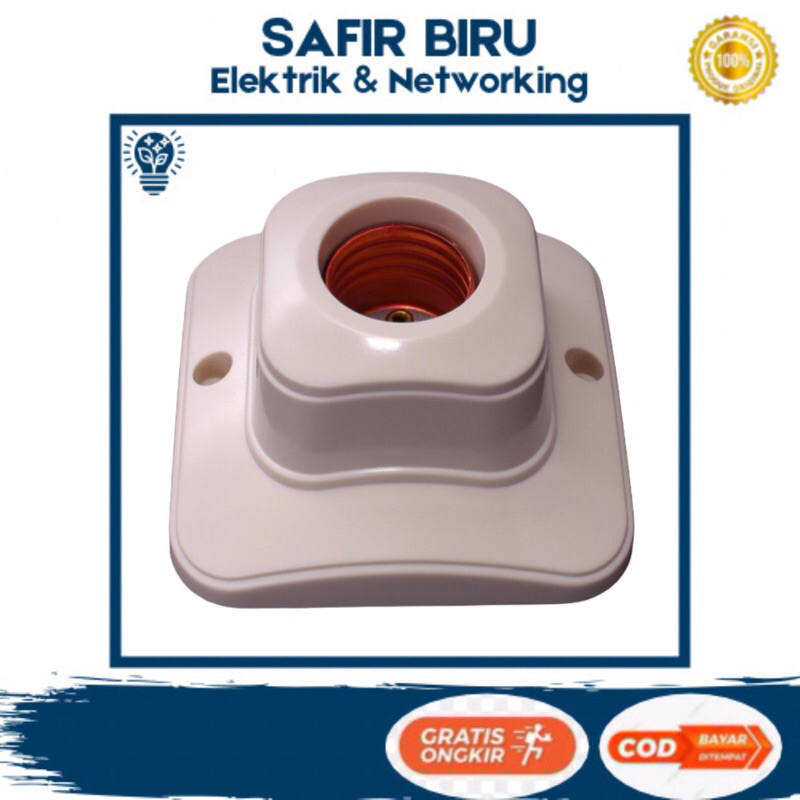 BROCO Fitting Plafon Oval Mangkok Lampu Plastik Dudukan Lampu Cream