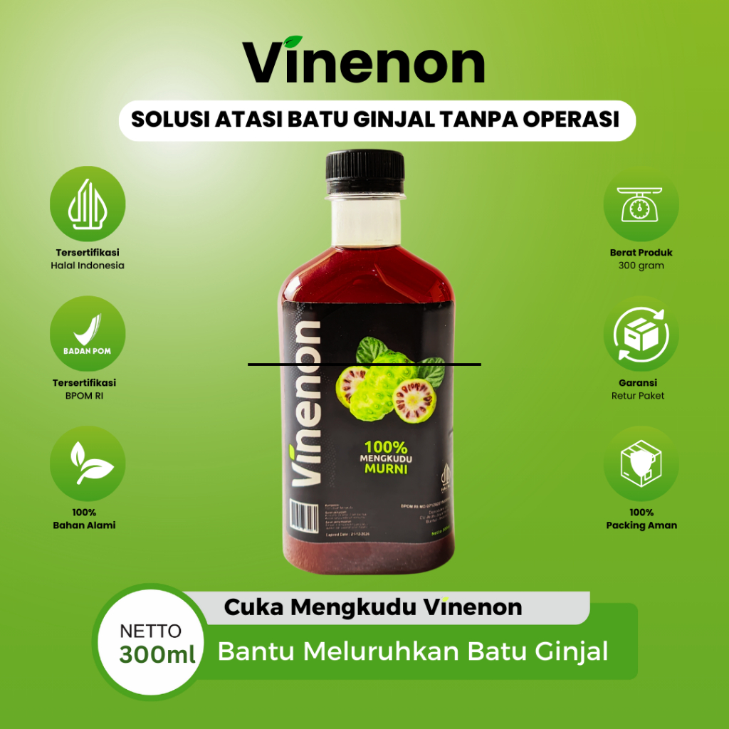 

Cuka Mengkudu Vinenon Herbal 100% Alami Pecah Kolesterol dan Purin Sehatkan Ginjal dan Asam Urat