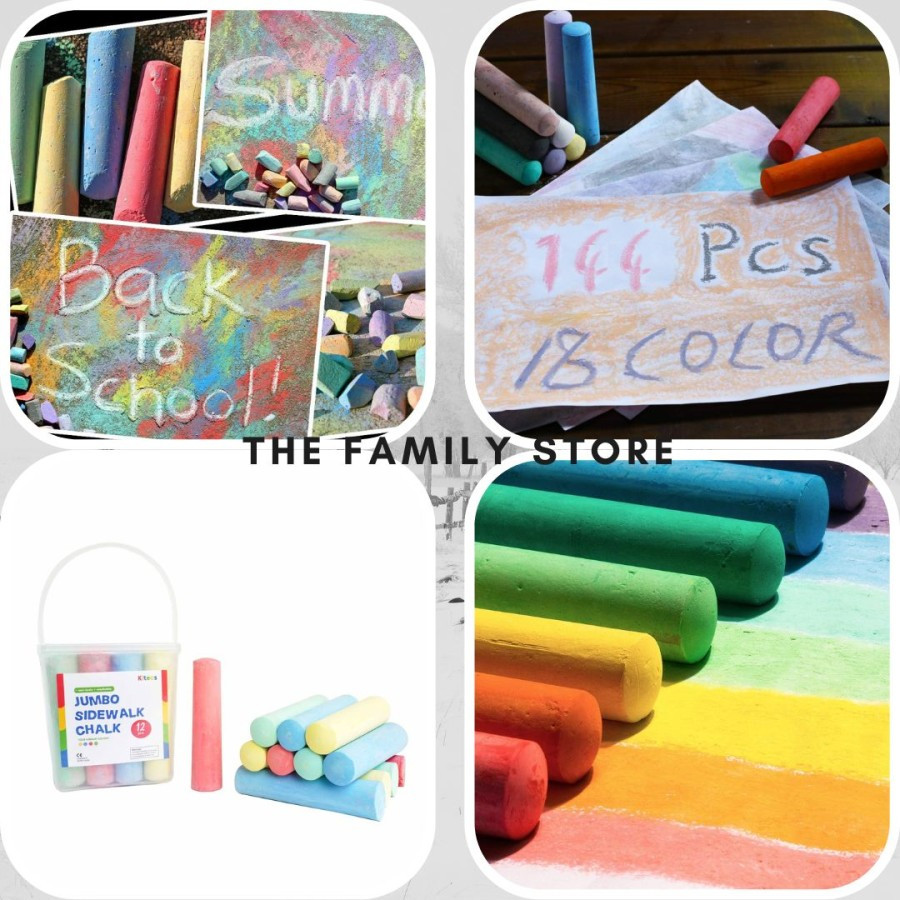 

Kitecs Jumbo Sidewalk Chalk Non-Toxic Washable Kapur Tulis Warna Jumbo 4 colors set of 12pcs Set of 12 jumbo