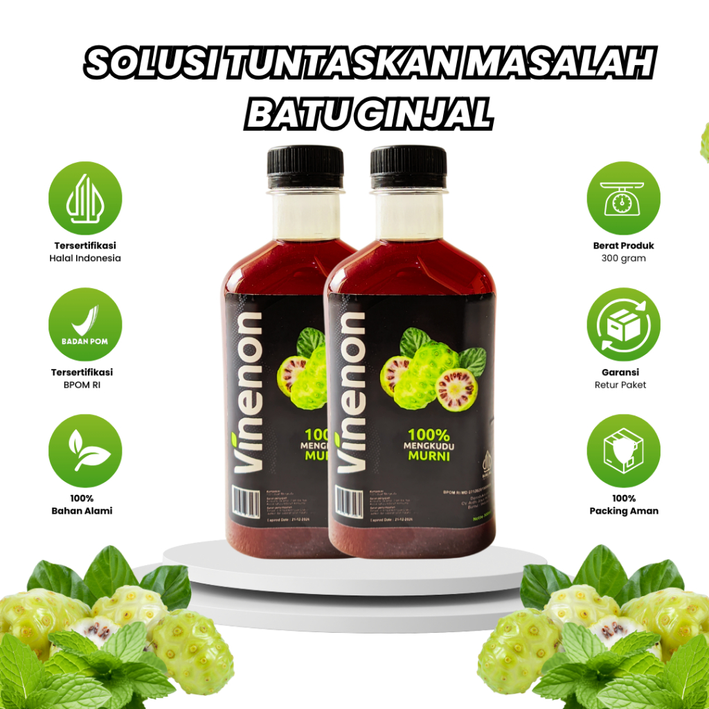 

Cuka Mengkudu Vinenon 100% Herbal Alami 2 Botol Pelunak Batu Ginjal Lancarkan Purin & Asam Urat