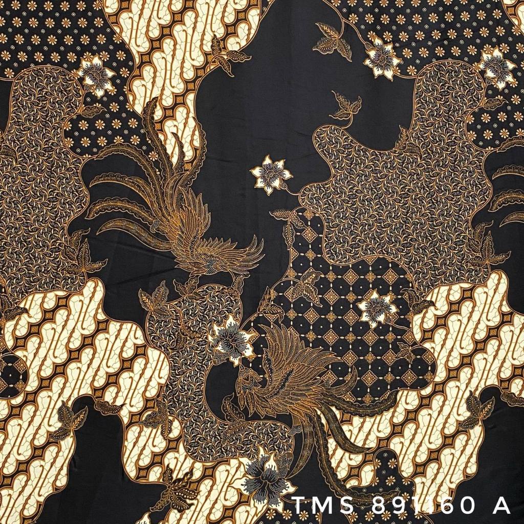 Kain Kemeja Batik Hitam Gold Merah Marun Micro Silk Satin Semi Pola Mojang MB by Nazya