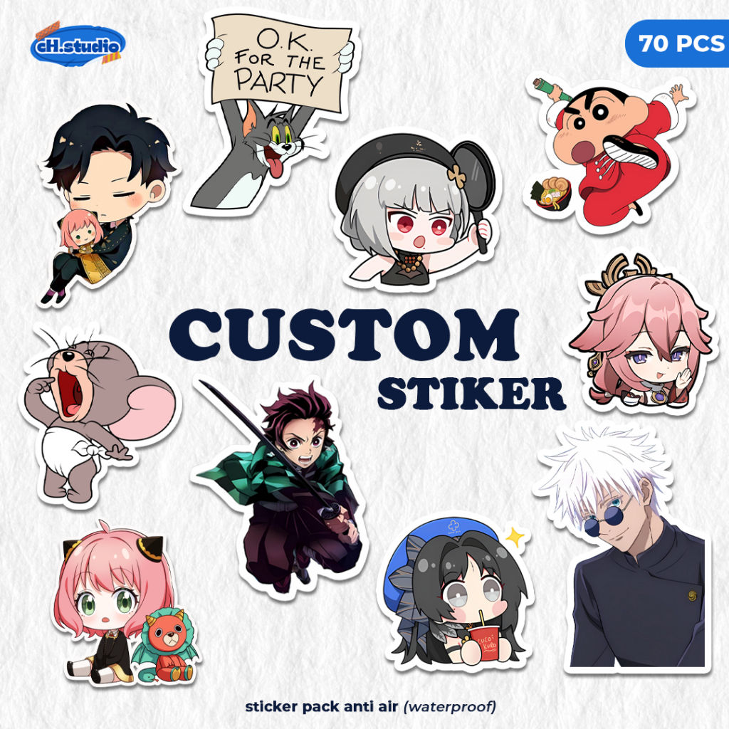 

CUSTOM Stiker Pack 60 PCS 30 PCS GAMBAR BEBAS DIE CUT Kertas Vinyl Tahan Air Waterproof untuk Sticker Laptop - Casing - Buku Diary