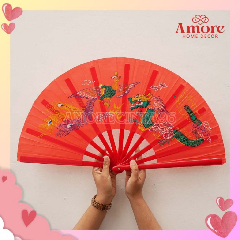 Kipas Taichi Besar Nari Wushu Silat Taiji Taichi Naga dan Burung - Kipas Gengam Cocok Untuk Olahraga