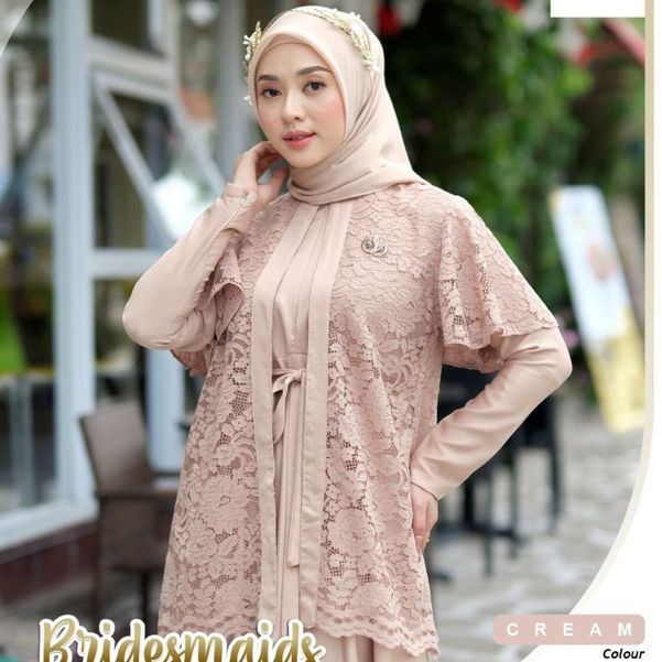 Gamis Bridesmaid Dress Kondangan Brukat Outer ISA Hijab