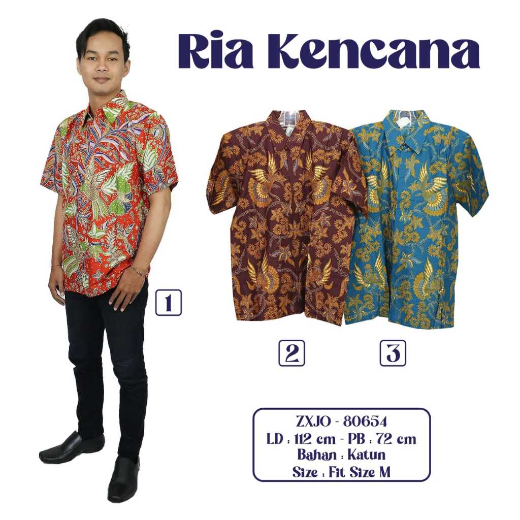 KEMEJA BATIK PRIA LENGAN PENDEK HEM BATIK DEWASA KEMEJA KONDANGAN BAHAN TEBAL RIA BATIK SOLO