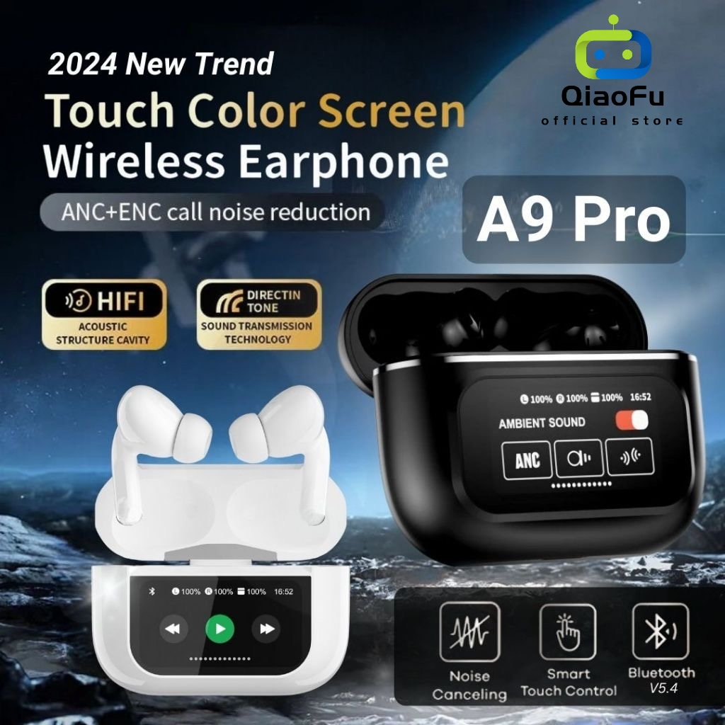 ThePod LED Touch A9 Pro With Led Charging Case Noise Cancelling earbuds ANC ENC(BALANCE BASS JAZZ ST