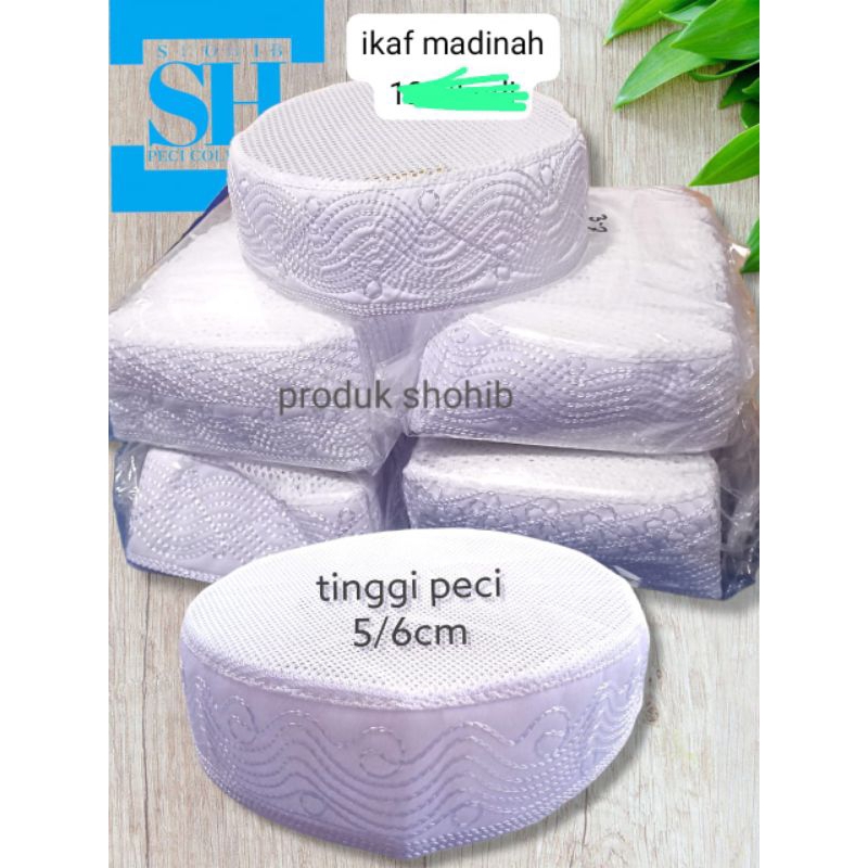 Grosir ikaf Madinah jaring 5/6cm peci pendek ceper