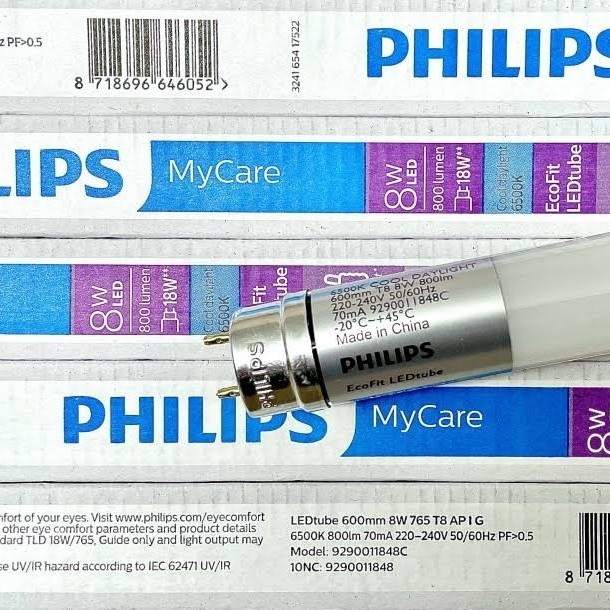 UPT12 Lampu TL LED T8 8w 600mm 6K Putih PHILIPS LEDtube Ecofit 765 60cm