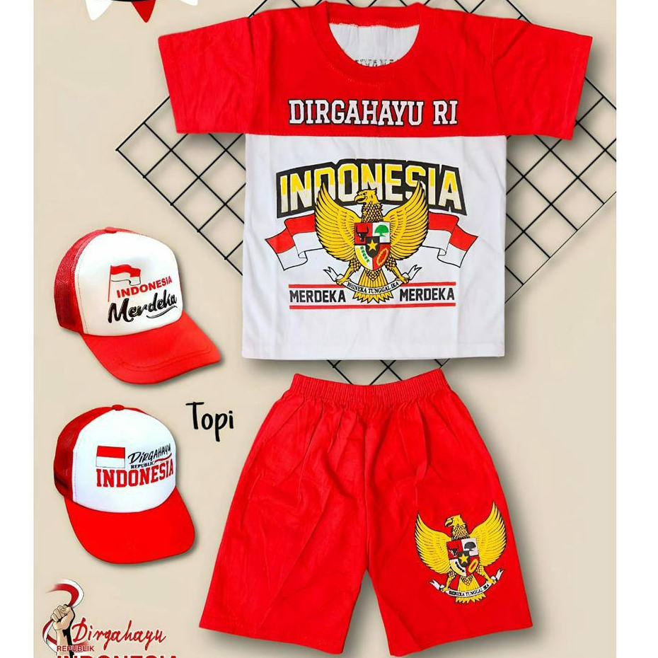 Setelan Baju Anak 17 Agustus Indonesia Merdeka