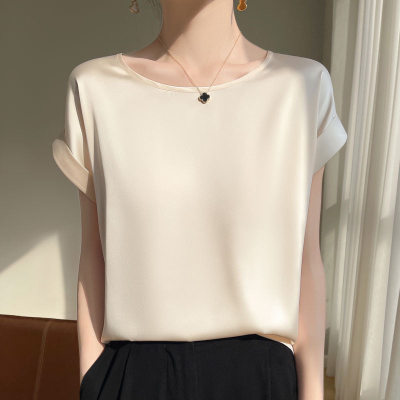 Top atasan satin berlengan lipat (small - jumbo / big size) • blouse satin • inn er satin • dalaman 