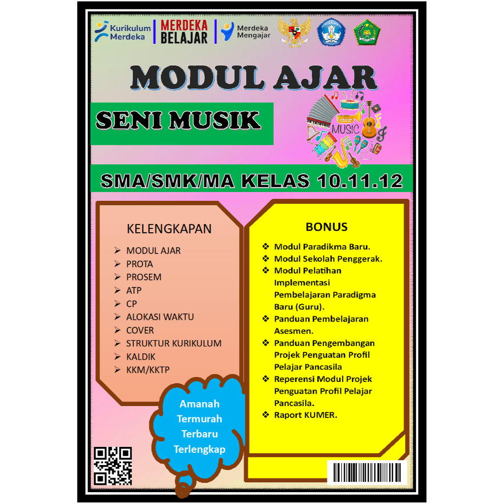 

MODUL AJAR SENI MUSIK KELAS 10.11.12 SMA/MA/SMK KURIKULUM MERDEKA LENGKAP