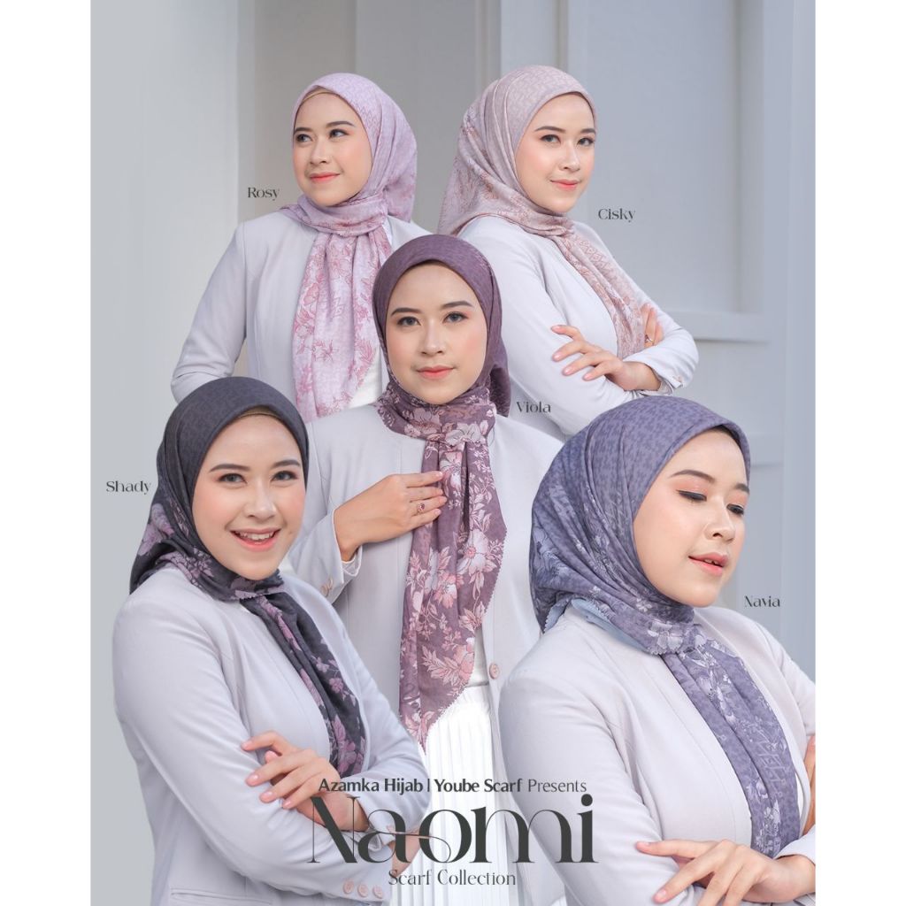 TERMURAH HIJAB SEGI EMPAT NAOMI SCARF ORI BY AZAMKA, VOAL PREMIUM MOTIF MURAH