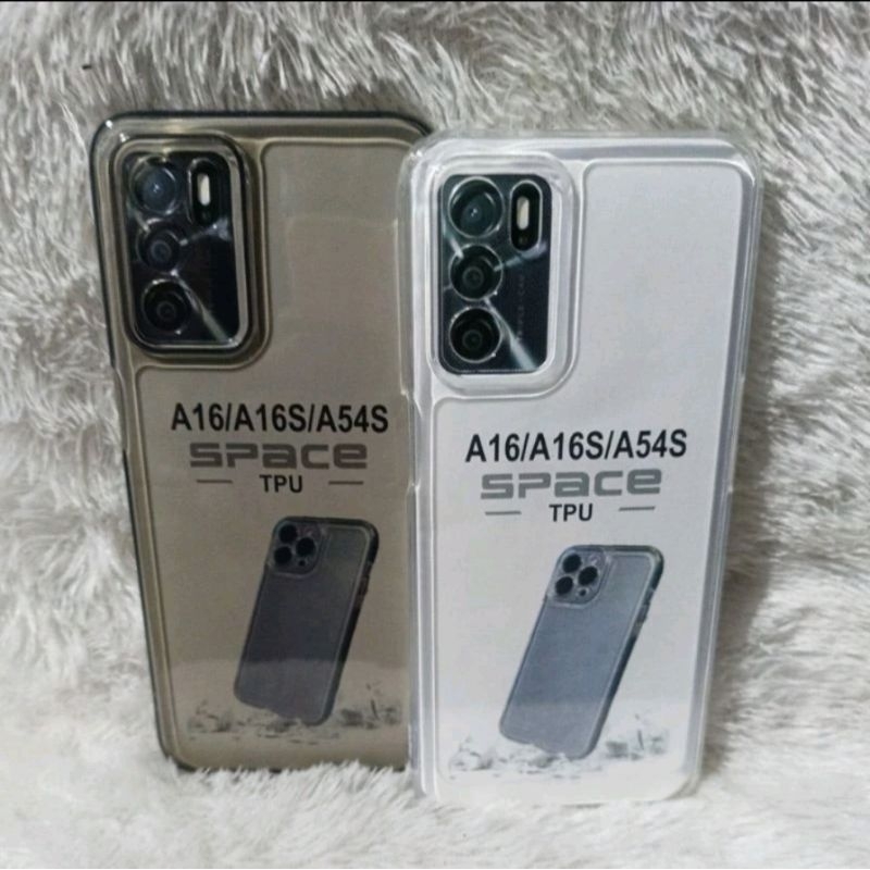 Softcase Original Space Transparan OPPO A16/A16S/A54S/A55 5G Silikon +Protes Terbaru