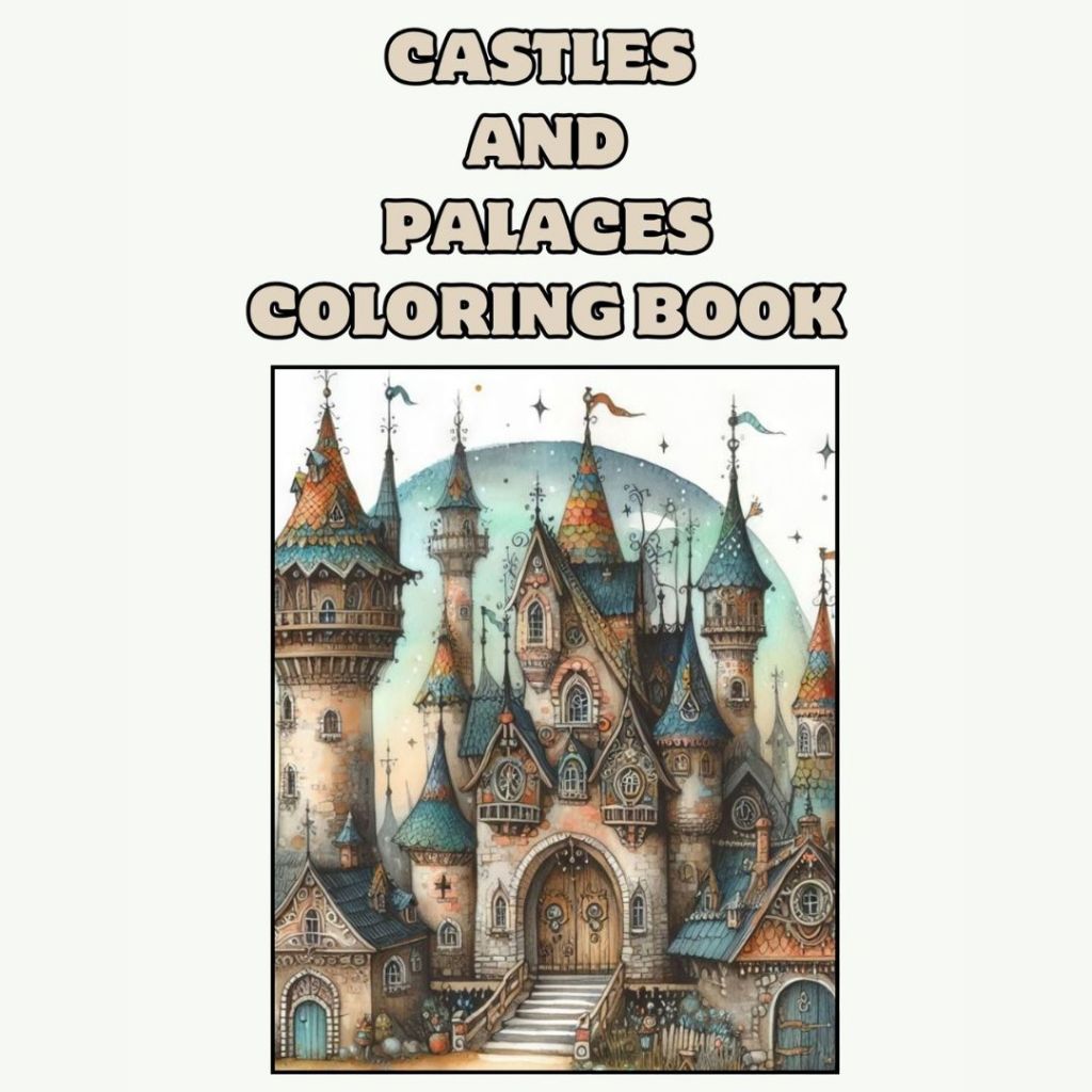 

CASTLES AND PALACES COLORING BOOK SKETSA MEWARNAI ANAK TK REMAJA BUKU GAMBAR PREMIUM KERTAS TEBAL