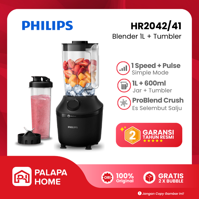Philips Blender HR2042/41 + Tumbler | Belender Juicer Plastik Phillips Tumblr 1 Liter 1L Low Watt