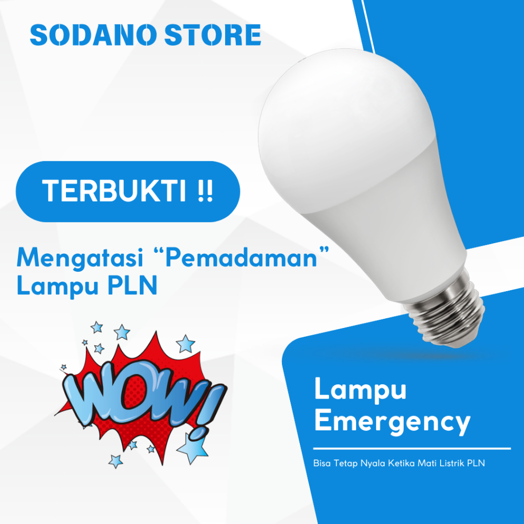 Lampu Emergency Darurat LED 28 watt Tanpa Listrik Bisa Nyala Otomatis Nyala Saat Listrik Mati - E116