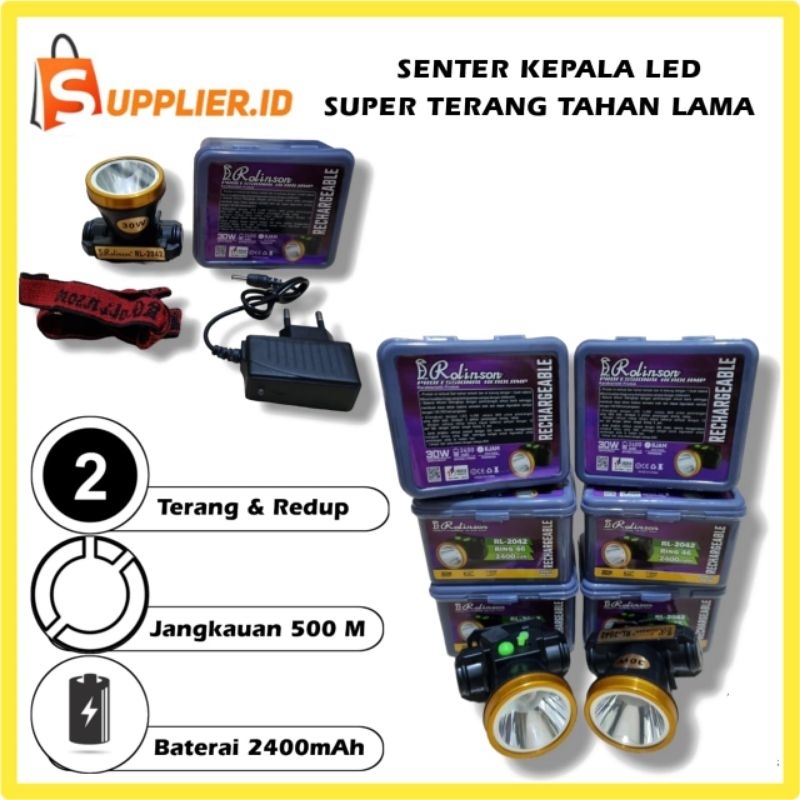 Senter Kepala Cas LED Super Terang Tahan Lama