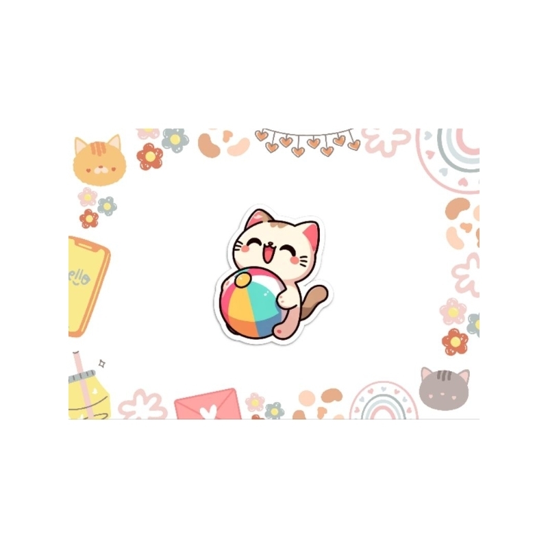 

[Anti Air] Stiker kucing lucu - Sticker Kucing senyum - sticker kucing bermain bola - sticker kucing imut - sticker kucing kecil