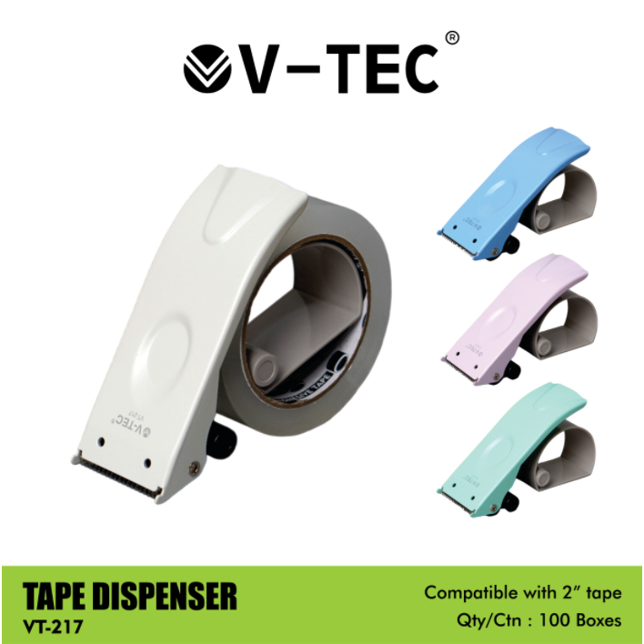 

V-TEC TAPE DISPENSER VT-217 MIX COLOUR - Pemotong Lakban/Isolasi/Plakban Bahan Plastik Ringan VT-217