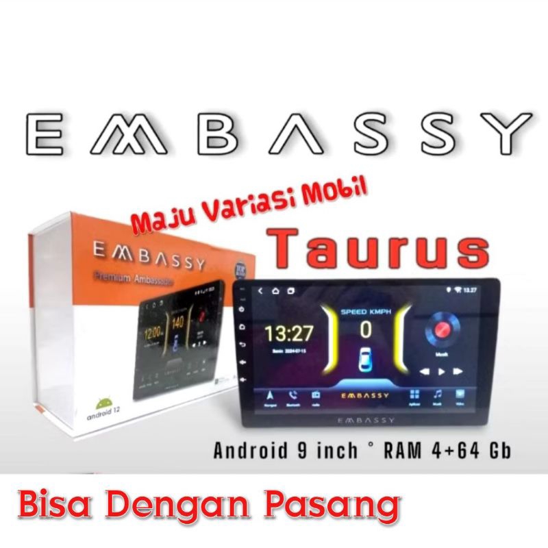 Headunit Android Embassy 9 inch 4+64 gb /Head Unit Embassy Taurus Ram 4+64 gb