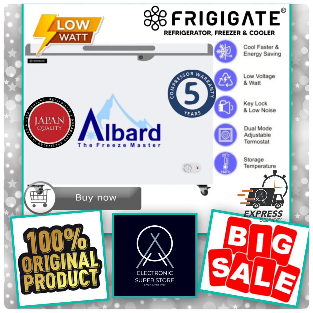 CHEST FREEZER FRIGIGATE F200 F-200 F 200 ALBARD SUPER LOW WATT LOW VOLTAGE FREEZER BOX 200L FRIGIGAT